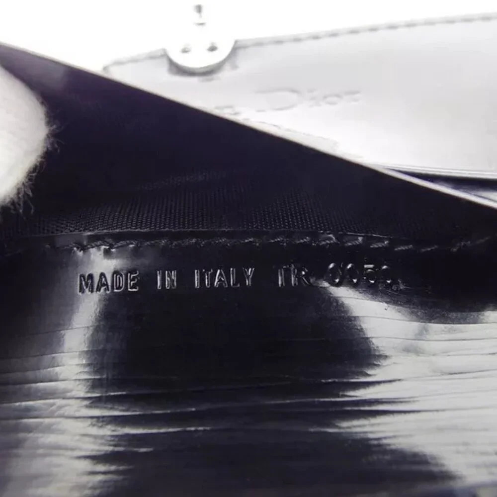 Dior Trifold Wallet CD Mark Enamel Leather Authentic Used